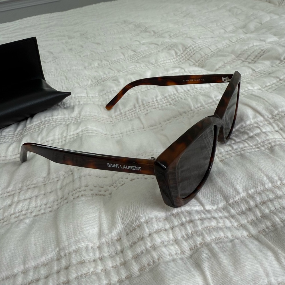Saint Laurent 658 CAT EYE ACETATE SUNGLASSES‎ MEDIUN HAVANA/BLACK - Picture 8 of 14